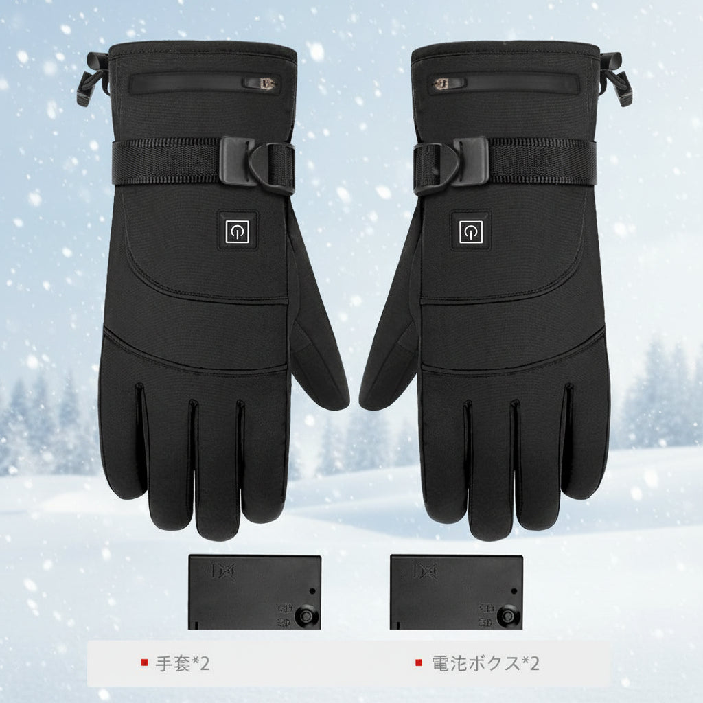 IRONRIDE 加熱グローブ 冬用 防寒 タッチ対応 防風 防水 保温 電熱式 バイク用ライディンググローブ